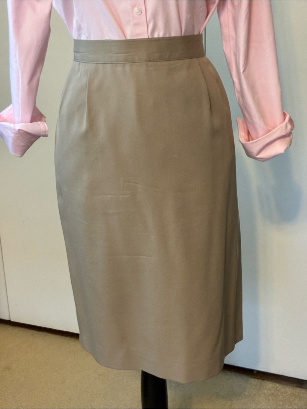 Talbots Tailored High-Waist Beige Pencil Skirt